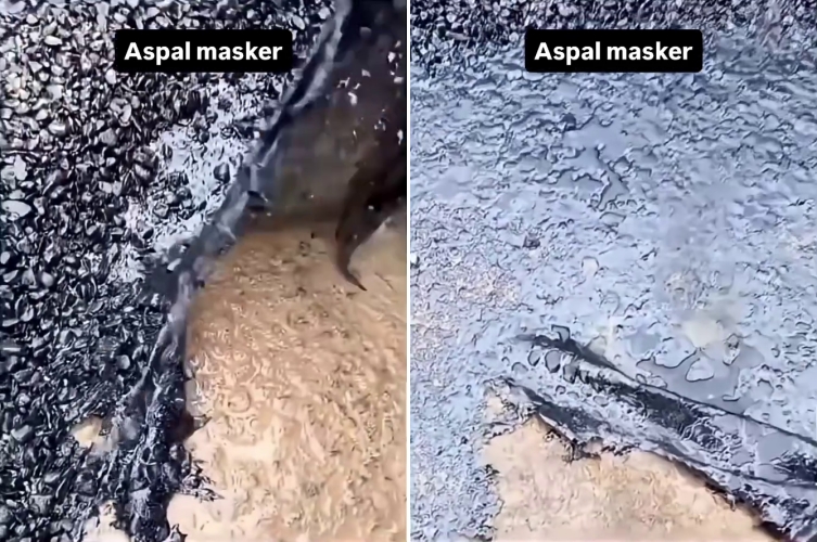 Pria ini tunjukkan aspal mengelupas bak masker peel off usai diperbaiki, bikin ngakak sekaligus miris