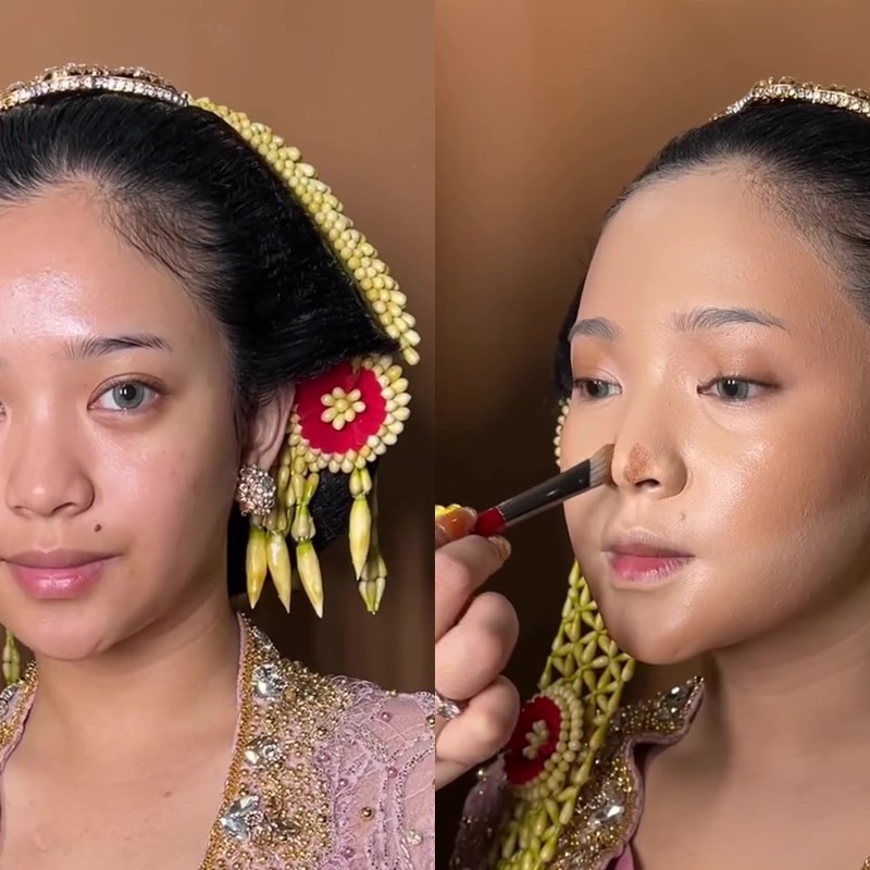 Transformasi pengantin Jawa dirias pink nude ini bikin pangling, endingnya malah mirip Tiara Andini