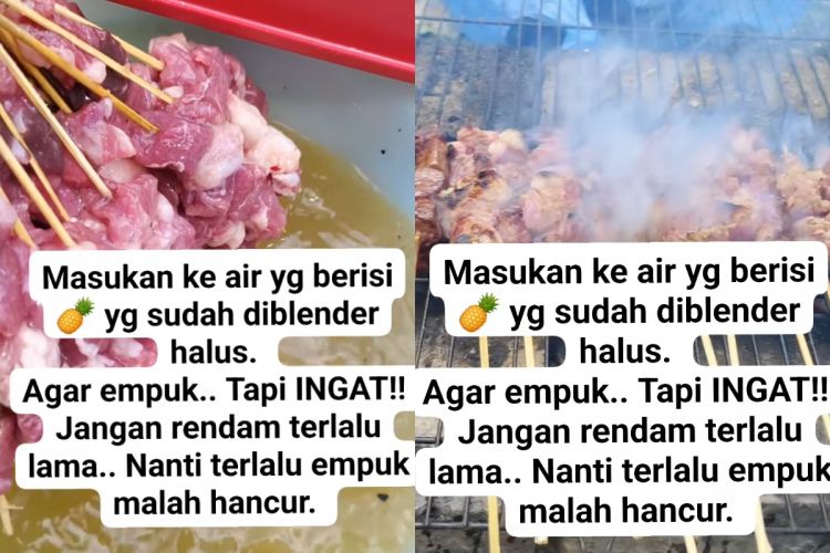 Kamu salah merendam daging dalam parutan nanas, tiru trik pedagang sate ini biar daging nggak hancur