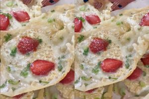 Saat mendoan dipadukan dengan stroberi ala mahasiswa KKN Desa Cikendung, kamu tim inovasi atau ori?