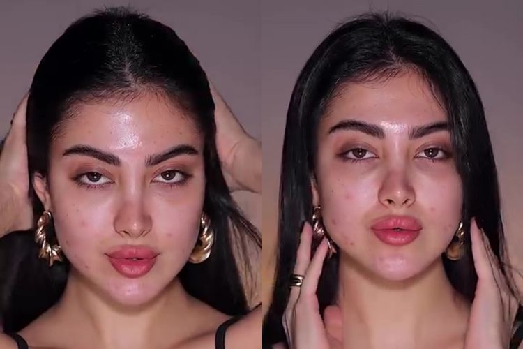 Punya bekas jerawat, transformasi cewek bermata bulat dimakeup bold-glamour ini auto mulus dan elegan