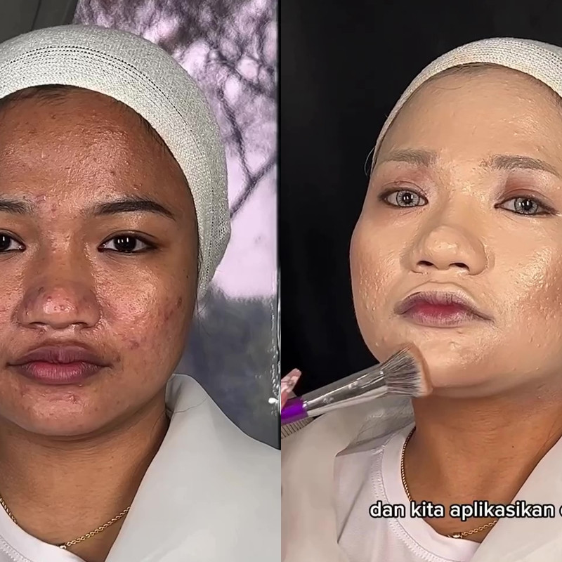 Kurang puas dengan hasil makeup saat pernikahan, transformasi cewek dirias ulang ini bak beda orang