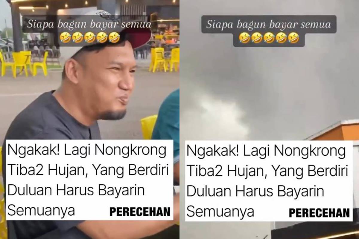 Bapak-bapak ini bikin aturan yang pertama bangun dia yang bayar, sampai hujan deras semua bergeming