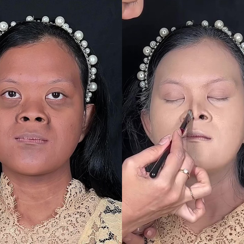 Wanita berkulit sawo matang jadi eksotis usai dirias brown shimmer makeup, transformasi bikin melongo
