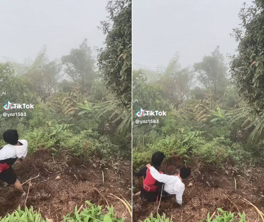 Ditonton 107,5 juta kali, momen kocak pendaki gendong temannya turun gunung ini endingnya bikin syok