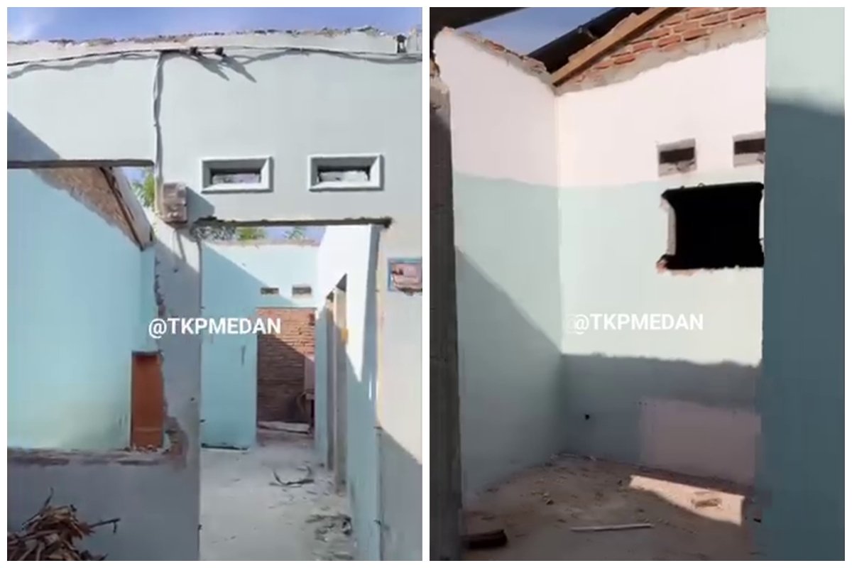 Kontrakkan rumah Rp5 juta per tahun, pria ini kaget rumahnya dibongkar penyewa hanya sisakan tembok