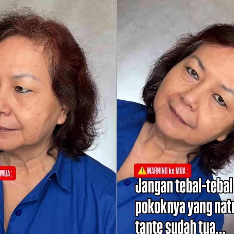 Makeup anti-tua! Tante-tante langsung fresh dan elegan bak pengantin usai dirias MUA