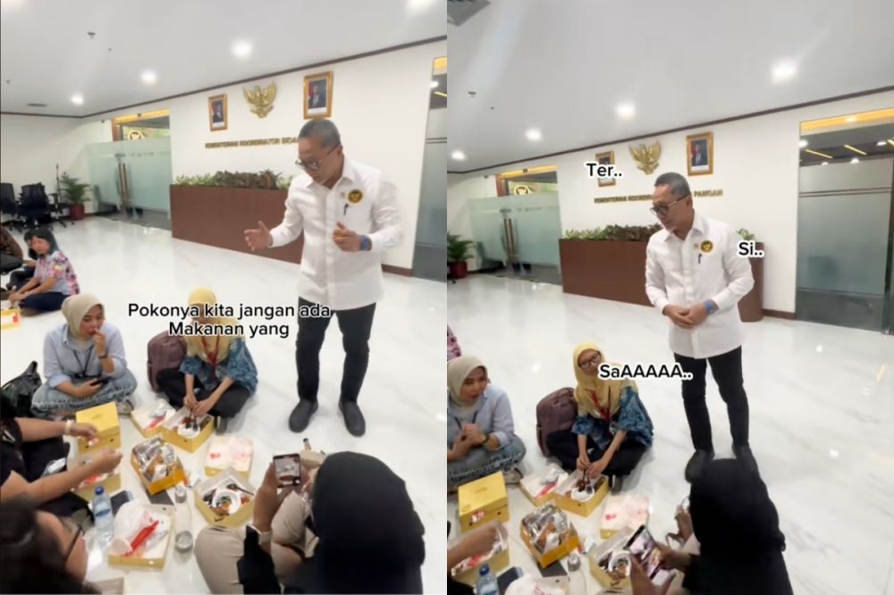 Aksi Menko Pangan Indonesia Zulkifli Hasan kumpulin kue rapat jadi 1 kotak, kira-kira dikasih siapa?
