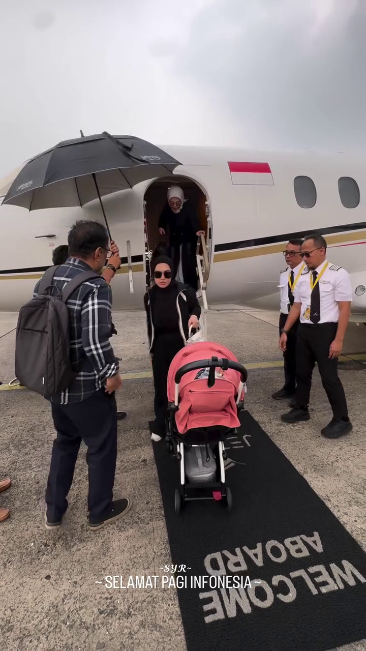 9 Momen Syahrini dan Reino Barack pulang ke Indonesia usai punya anak, naik jet pribadi dan dikawal