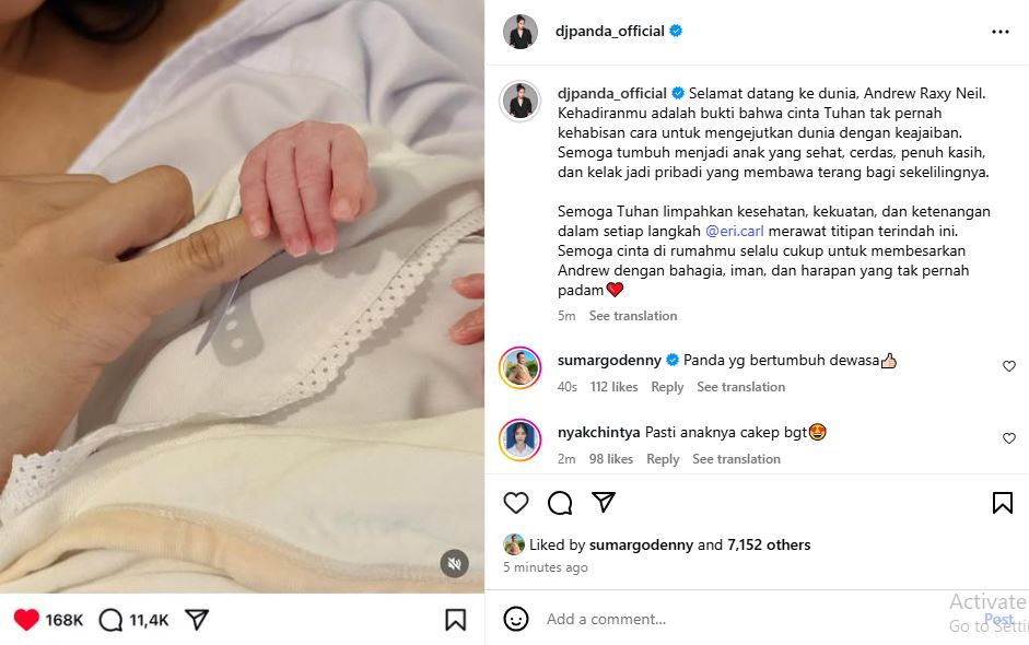 Tak dampingi Erika Carlina melahirkan, DJ Panda ucapkan doa untuk anaknya