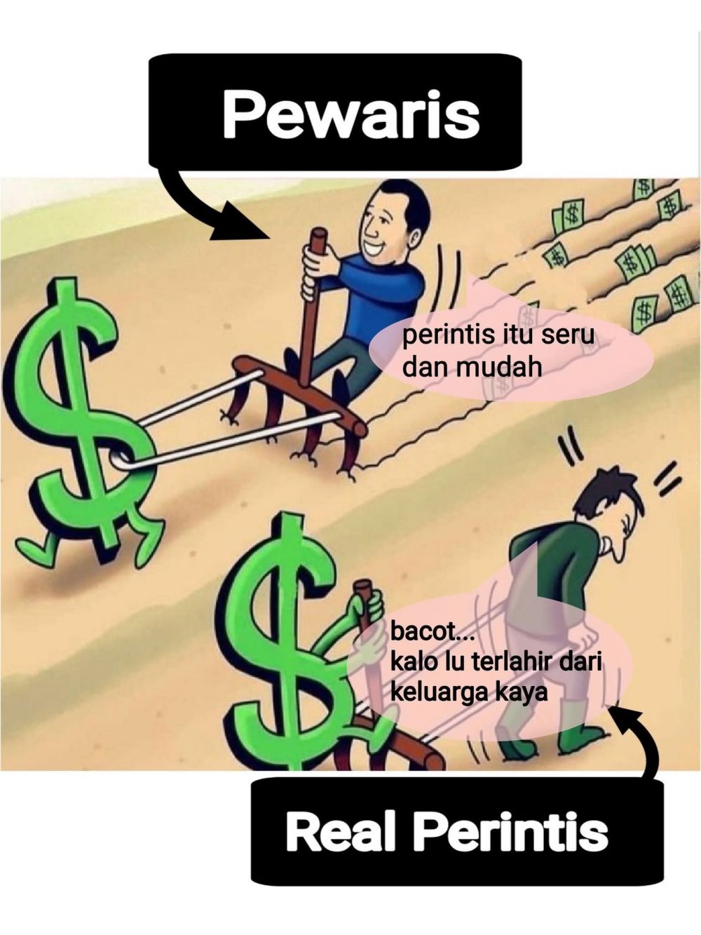 Meme lucu perintis bukan pewaris ini sindirannya ngena banget, relate sama sandwich generation