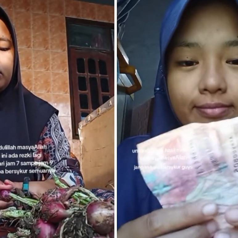 Dapat kerjaan potong bawang merah 16 kg, gadis ini bersyukur meski dibayar cuma Rp12 ribu