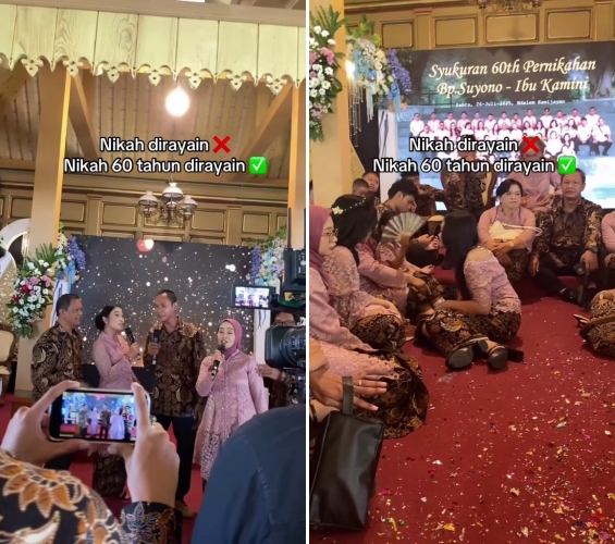 Rayakan anniversary pernikahan ke-60, pasangan lansia ini gelar pesta mewah bak resepsi nikahan