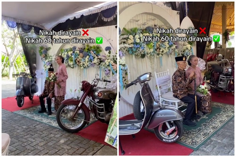 Rayakan anniversary pernikahan ke-60, pasangan lansia ini gelar pesta mewah bak resepsi nikahan