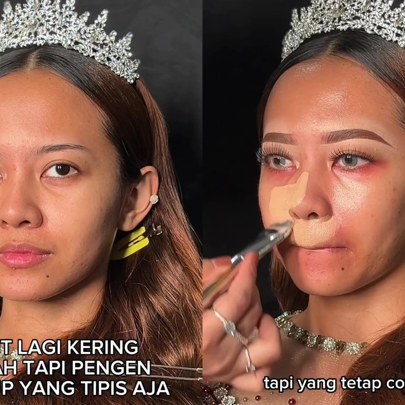 Punya kulit kering dan bertekstur, transformasi cewek dirias peach makeup ini jadi mulus flawless