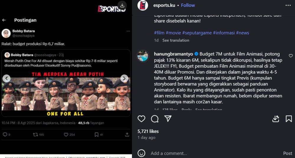 Hanung Bramantyo kritik film animasi Merah Putih 'One For All' telan dana Rp6,7 M, minta tunda tayang