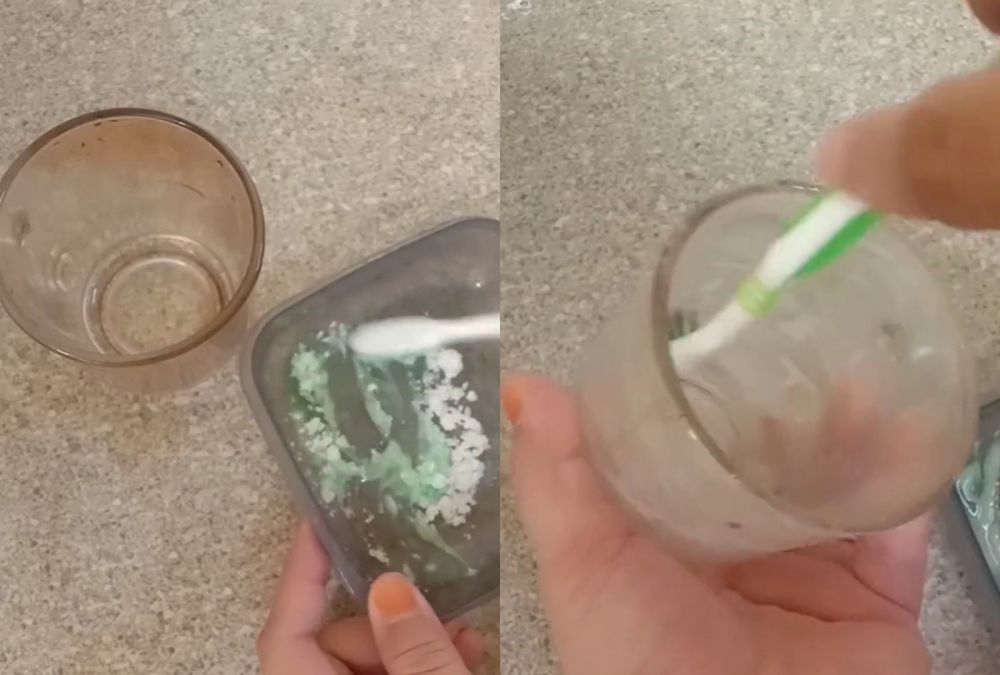 Gelas kaca kusam balik kinclong! Cuma modal baking soda & sabun cuci piring, begini caranya
