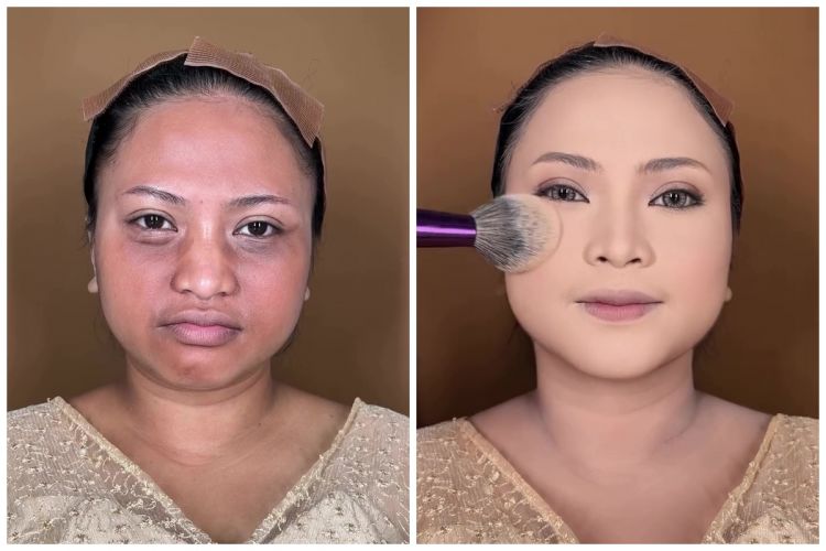 Transformasi cewek berwajah bulat dirias dengan eye look dramatis ini endingnya disebut mirip Rossa