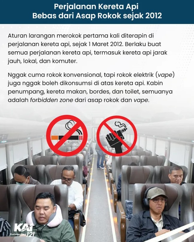 KAI tegaskan tak ada ruang merokok di kereta, usulan gerbong khusus perokok resmi ditolak