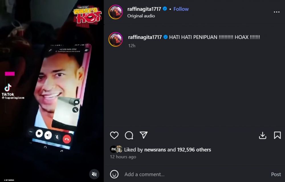 Viral modus penipuan pakai AI wajah Raffi Ahmad, janji hadiahi Rp100 juta, sang artis beri peringatan