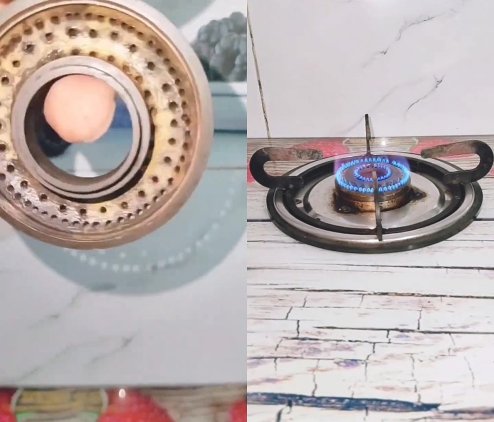 Tak perlu direndam berjam-jam, ini cara ampuh bersihkan kerak hitam burner kompor gas cuma 10 menit