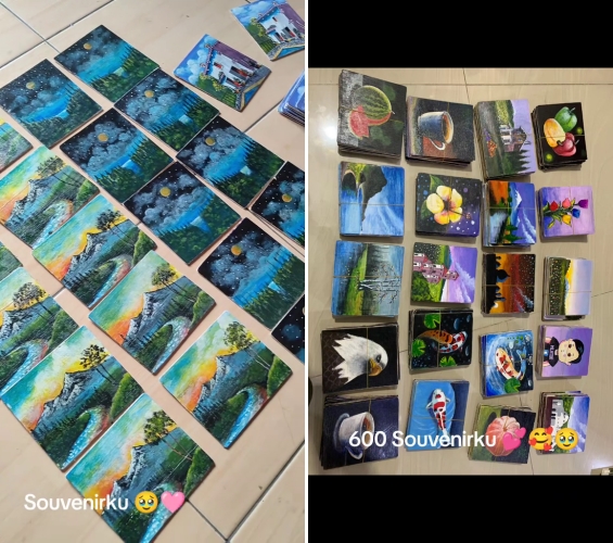 Momen haru ayah bikinkan 600 lukisan untuk suvenir nikah sang anak, bahagianya nembus layar