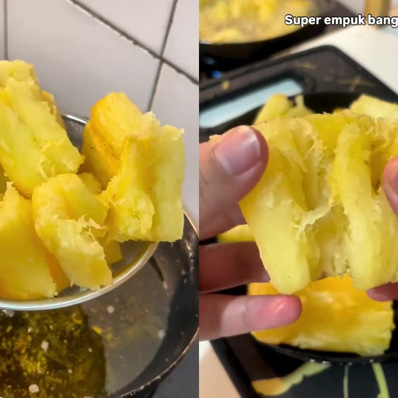 Tak harus direbus atau dikukus dulu, singkong goreng bisa empuk merekah dengan cara praktis ini