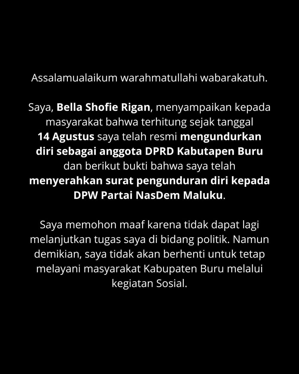 Bella Shofie mundur dari anggota DPRD usai dikritik nggak pernah ngantor, ungkap alasannya