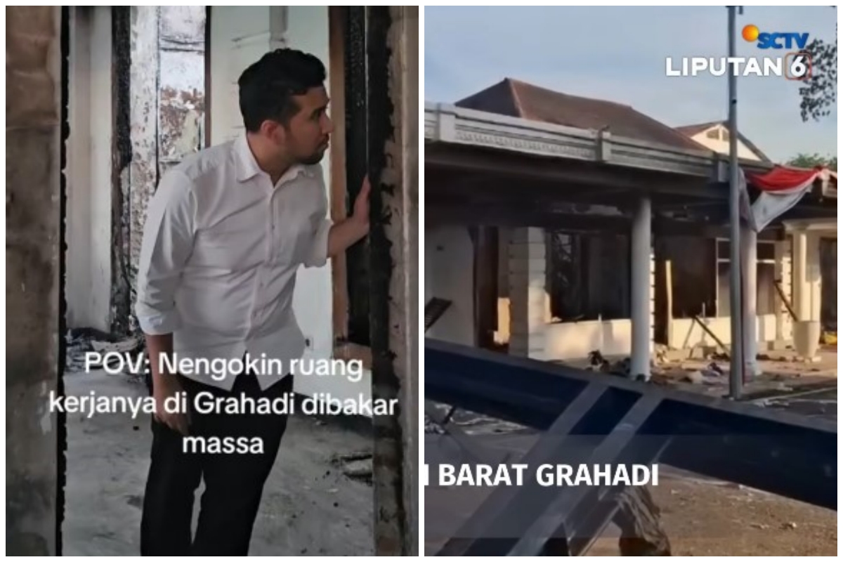9 Potret Emil Dardak meratapi puing-puing ruang kerjanya di Gedung Grahadi yang terbakar