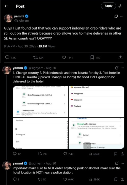 Respect! Aksi solidaritas untuk Indonesia, viral netizen Asia Tenggara pesan makanan untuk driver ojol