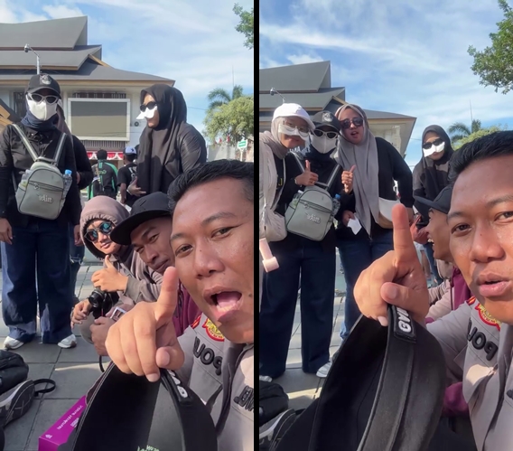 Agak lain, aksi polisi justru ajak keluarganya ikut demo anggota DPR ini bikin ngakak