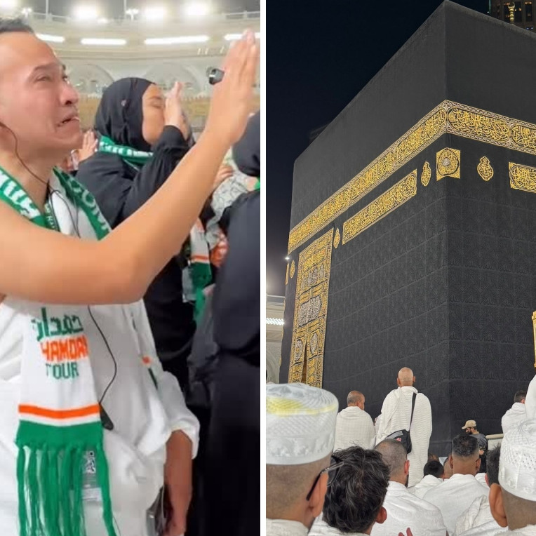 9 Potret Ruben Onsu perdana sampai di Ka'bah, berderai air mata saat cium Hajar Aswad