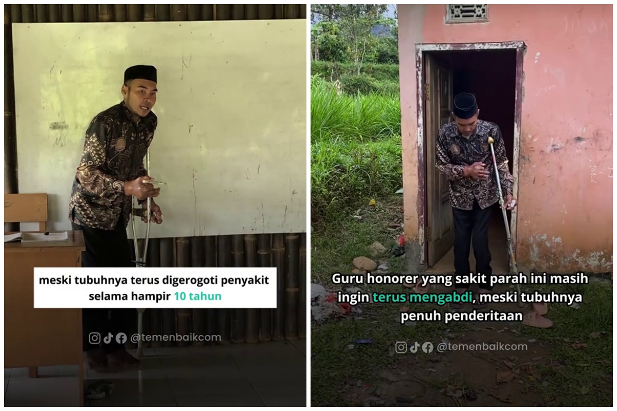 Kisah guru honorer dibayar Rp10 ribu per hari tetap semangat ngajar meski sakit parah, tuai simpati