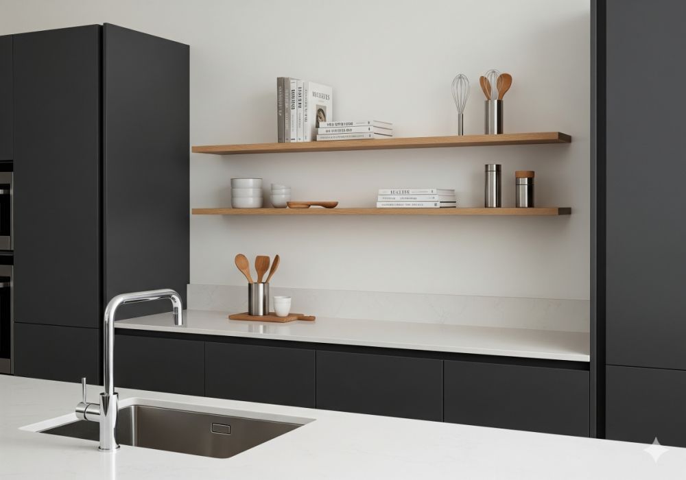 9 Desain dapur dengan rak terbuka kayu, solusi cerdas bikin ruang cantik dan fungsional