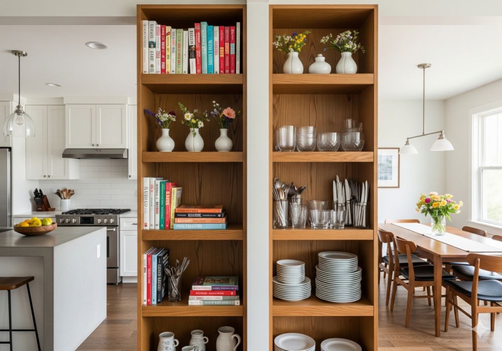 9 Desain dapur dengan rak terbuka kayu, solusi cerdas bikin ruang cantik dan fungsional