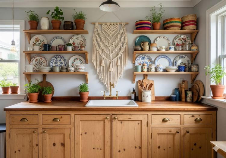 9 Desain dapur dengan rak terbuka kayu, solusi cerdas bikin ruang cantik dan fungsional