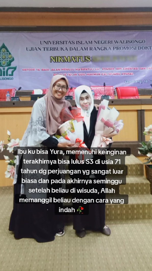 Kisah lansia 71 tahun meninggal dunia seminggu setelah wisuda S3, perjuangannya bikin salut