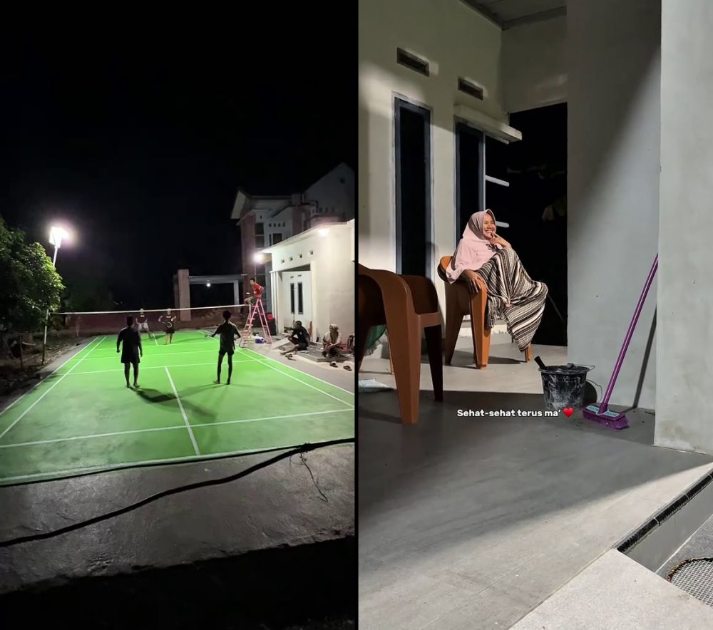 Kisah kakak-adik buatkan lapangan badminton di halaman depan rumah ibunya, alasannya bikin haru