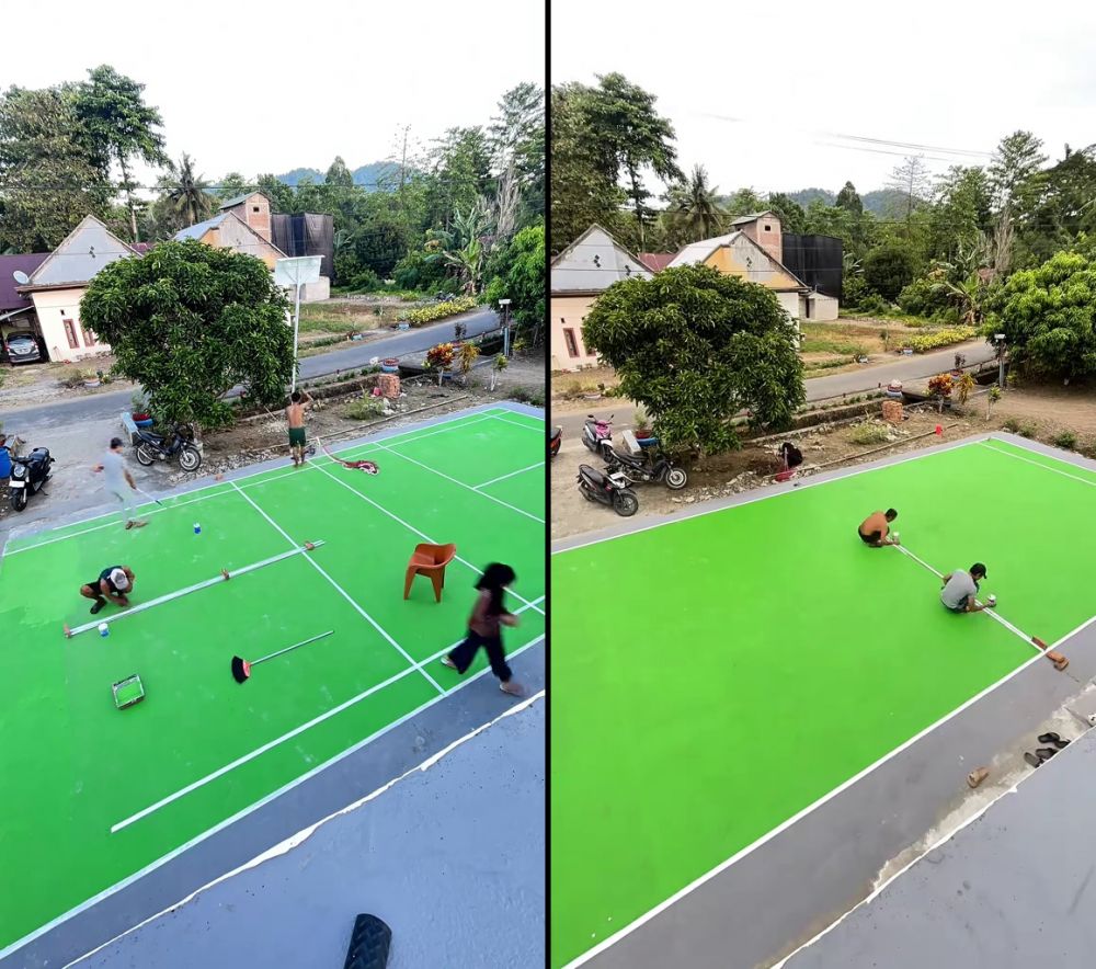 Kisah kakak-adik buatkan lapangan badminton di halaman depan rumah ibunya, alasannya bikin haru