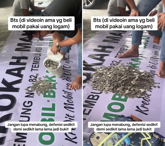 Hasil nabung uang logam bertahun-tahun, keluarga ini akhirnya bisa wujudkan impiannya beli mobil