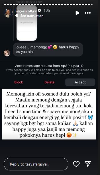 Ramai diisukan ajukan cerai ke Ahmad Assegaf, Tasya Farasya pilih rehat dari media sosial