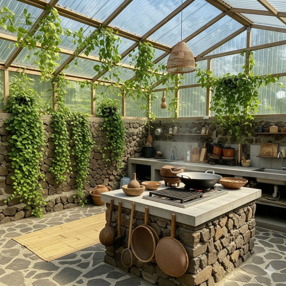 7 Desain dapur terbuka ala pedesaan, bikin rumah sejuk dan masak lebih nyaman