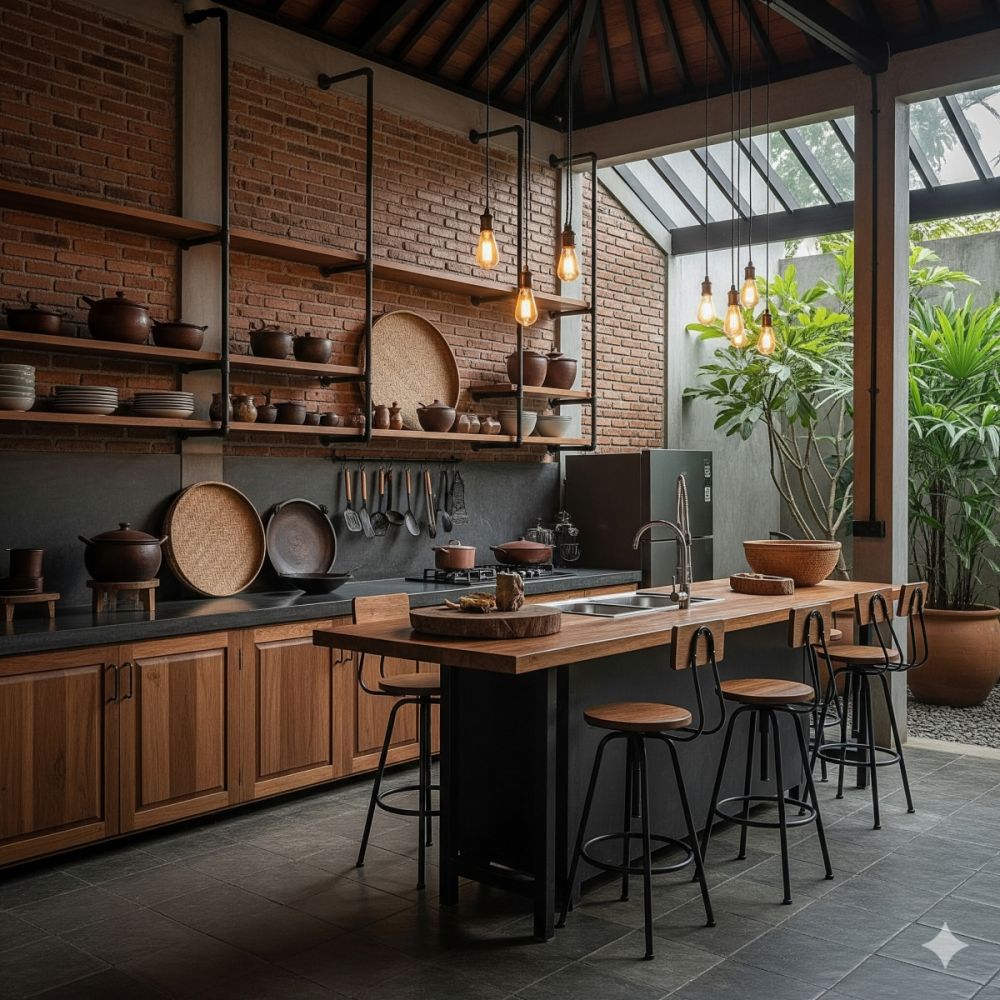 7 Desain dapur terbuka ala pedesaan, bikin rumah sejuk dan masak lebih nyaman