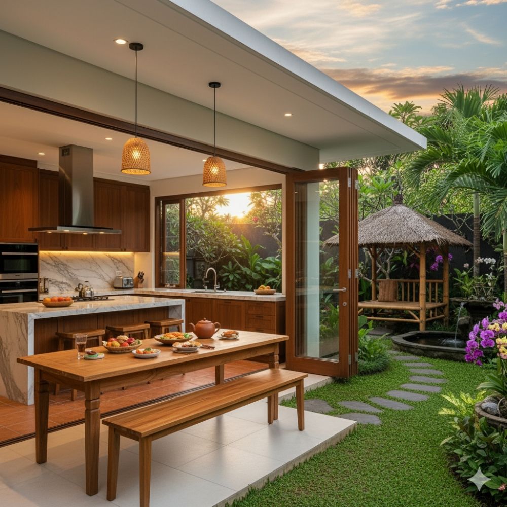 7 Desain dapur terbuka ala pedesaan, bikin rumah sejuk dan masak lebih nyaman