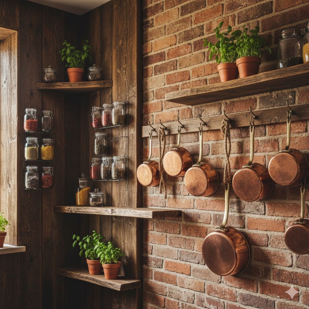 5 Desain rak dapur kayu dan bumbu gantung, bikin alat masak tertata rapi dan estetik