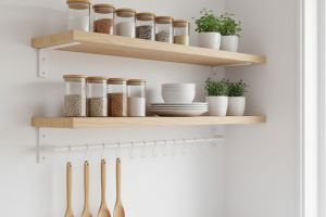 5 Desain rak dapur kayu dan bumbu gantung, bikin alat masak tertata rapi dan estetik