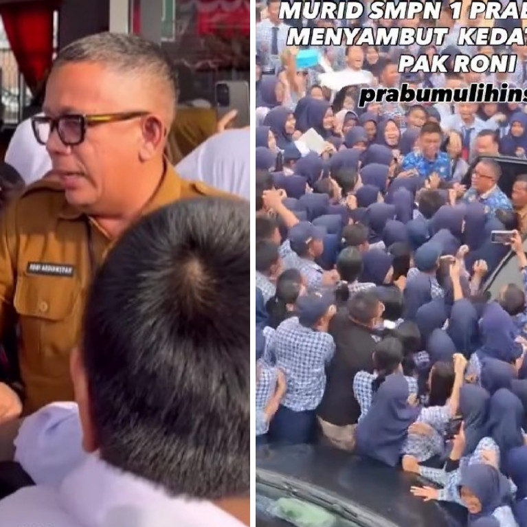 Batal dimutasi, kepsek Prabumulih kembali ke sekolah, ini 7 potret kedatangannya disambut meriah siswa