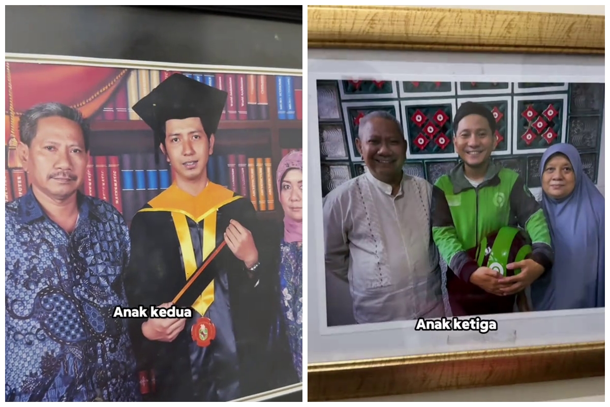 Pria ini pamer foto 3 saudaranya sarjana sementara ia ojol, reaksi sang ayah malah bikin ngakak