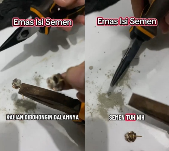 Bukan emas murni, pemilik toko perhiasan ini spill kondisi anting jadul, ternyata diisi semen