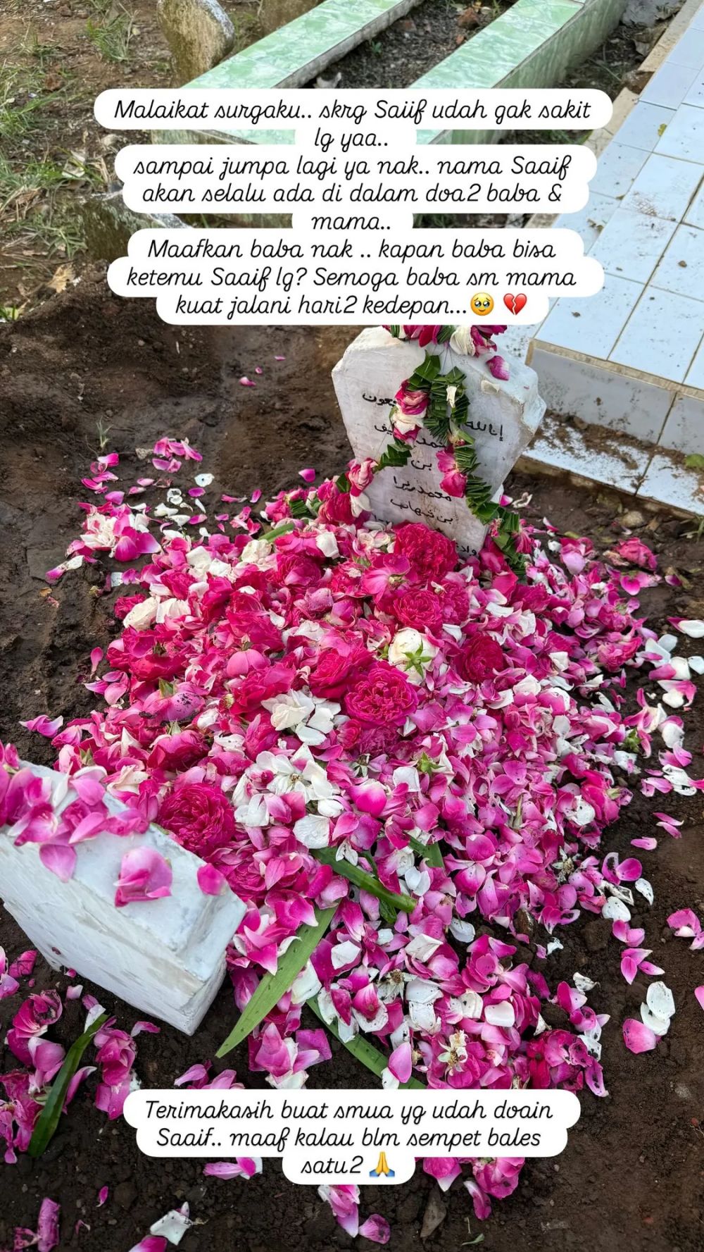 Duka Riza Shahab, anak keduanya yang masih berusia 19 hari meninggal karena sakit